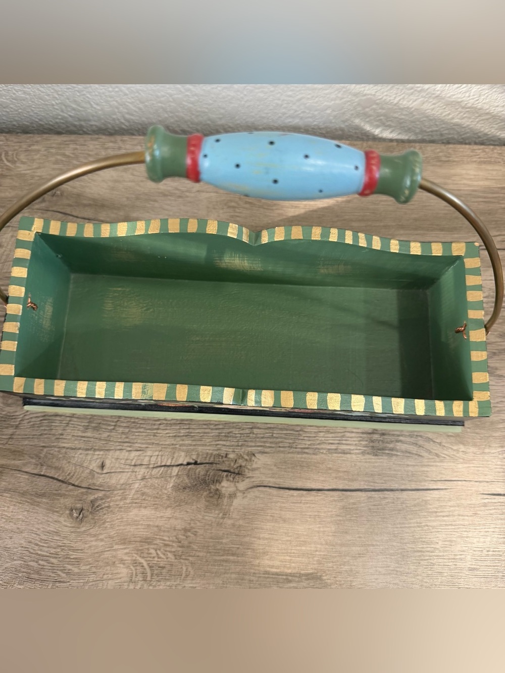 Tracy Porter The Home Collection Wooden Serving Tray Basket Garden Floral Snacks - Picture 6 of 9
